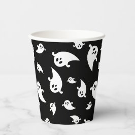 Zwart-wit griezelig spookpatroon Halloween Papieren Bekers