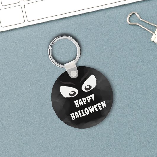 Zwart-wit Griezelige Halloween Op Maat Sleutelhanger