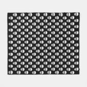 Zwart-wit griezelige schedels patroon Halloween Fleece Deken (Voorkant (Horizontaal))