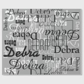 Zwart / Wit / Grijs Aangepast patroon van namen Cadeaupapier (Vlak)