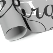 Zwart / Wit / Grijs Aangepast patroon van namen Cadeaupapier (Rol Hoek)