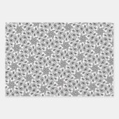 Zwart Wit & Grijs Abstract Bloem Paisley Patroon Inpakpapier Vel (Voorkant 3)