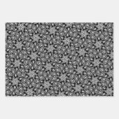 Zwart Wit & Grijs Abstract Bloem Paisley Patroon Inpakpapier Vel (Voorkant 2)