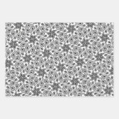 Zwart Wit & Grijs Abstract Bloem Paisley Patroon Inpakpapier Vel (Voorkant)