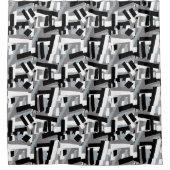Zwart Wit Grijs Abstract Geometrische Patches Douchegordijn (Voorkant)