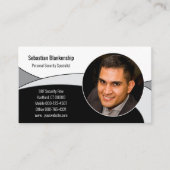 Zwart, Wit & Grijs Abstract met QR Code & Foto Visitekaartje (Voorkant)