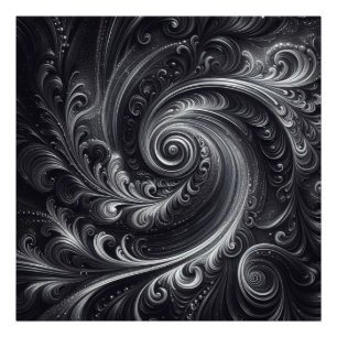 Zwart Wit Grijs Abstract Modern Eenvoudige Draaiko Foto Afdruk