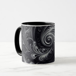 Zwart Wit Grijs Abstract Modern Eenvoudige Draaiko Mok