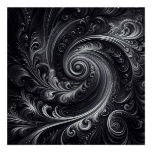 Zwart Wit Grijs Abstract Modern Eenvoudige Draaiko Perfect Poster
