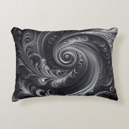 Zwart Wit Grijs Abstract Modern Eenvoudige Swirl Accent Kussen