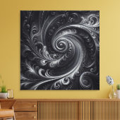 Zwart Wit Grijs Abstract Modern Eenvoudige Swirl Canvas Afdruk (Insitu (Woonkamer))