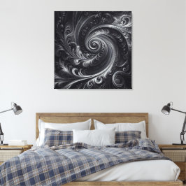 Zwart Wit Grijs Abstract Modern Eenvoudige Swirl Canvas Afdruk