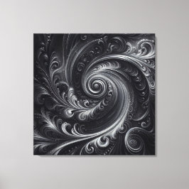 Zwart Wit Grijs Abstract Modern Eenvoudige Swirl Canvas Afdruk