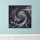 Zwart Wit Grijs Abstract Modern Eenvoudige Swirl Canvas Afdruk (Insitu (Houten vloer))
