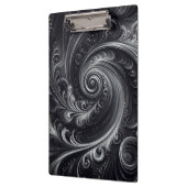 Zwart Wit Grijs Abstract Modern Eenvoudige Swirl Klembord (Links)