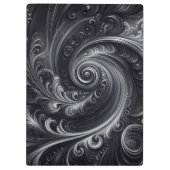 Zwart Wit Grijs Abstract Modern Eenvoudige Swirl Klembord (Achterkant)