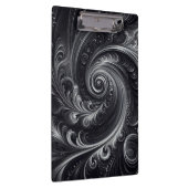 Zwart Wit Grijs Abstract Modern Eenvoudige Swirl Klembord (Rechts)
