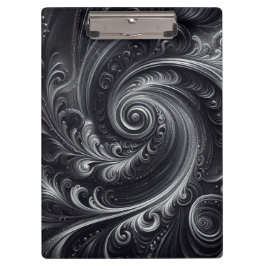 Zwart Wit Grijs Abstract Modern Eenvoudige Swirl Klembord