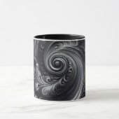 Zwart Wit Grijs Abstract Modern Eenvoudige Swirl Mok (Midden)