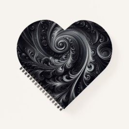 Zwart Wit Grijs Abstract Modern Eenvoudige Swirl Notitieboek