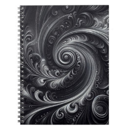 Zwart Wit Grijs Abstract Modern Eenvoudige Swirl Notitieboek
