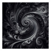 Zwart Wit Grijs Abstract Modern Eenvoudige Swirl Perfect Poster (Voorkant)
