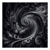 Zwart Wit Grijs Abstract Modern Eenvoudige Swirl