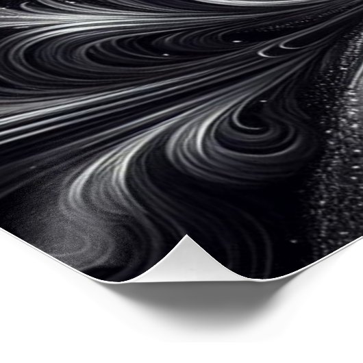 Zwart Wit Grijs Abstract Modern Eenvoudige Swirl Perfect Poster (Hoek)