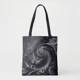 Zwart Wit Grijs Abstract Modern Eenvoudige Swirl Tote Bag