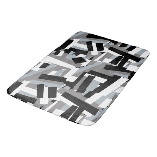 Zwart Wit Grijs Abstracte Geometrische Patches Badmat (Gekanteld)