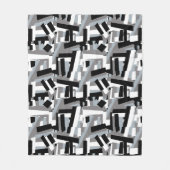 Zwart wit grijs abstracte geometrische patches fleece deken (Voorkant)