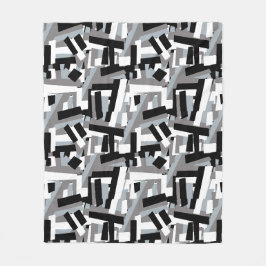 Zwart wit grijs abstracte geometrische patches fleece deken