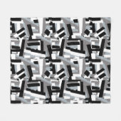 Zwart wit grijs abstracte geometrische patches fleece deken (Voorkant (Horizontaal))