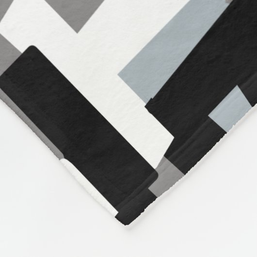 Zwart wit grijs abstracte geometrische patches fleece deken (Hoek)