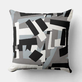 Zwart Wit Grijs abstracte Geometrische Patches Kussen
