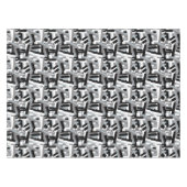 Zwart Wit Grijs Abstracte Geometrische Patches Tafelkleed (Voorkant (Horizontaal))