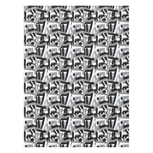 Zwart Wit Grijs Abstracte Geometrische Patches Tafelkleed (Voorkant)