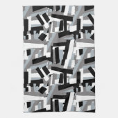 Zwart Wit Grijs Abstracte Geometrische Patches Theedoek (Verticaal)