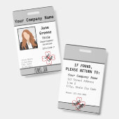Zwart, Wit, Grijs Barcode Foto ID Badge (Voor- en achterkant)