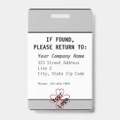 Zwart, Wit, Grijs Barcode Foto ID Badge (Achterkant)