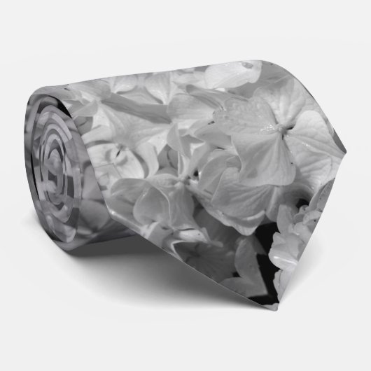 Zwart wit grijs bloemhortensia's foto stropdas (Opgerold)