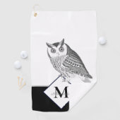 Zwart wit grijs boommonogram golfhanddoek (Insitu)