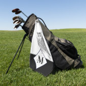 Zwart wit grijs boommonogram golfhanddoek (Groen)
