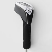 Zwart wit grijs boommonogram naam Golf Head Hoesje Golfheadcover (Schuin)