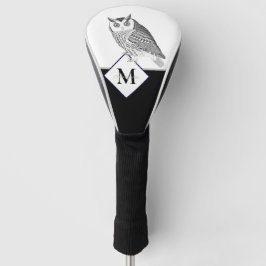 Zwart wit grijs boommonogram naam Golf Head Hoesje Golfheadcover