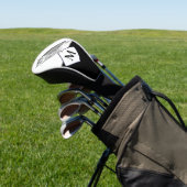 Zwart wit grijs boommonogram naam Golf Head Hoesje Golfheadcover (Insitu)