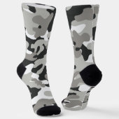 Zwart, wit, grijs Camouflage-ontwerp Sokken (Gebogen)