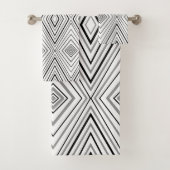 Zwart wit grijs Chevron Pattern-handdoekset Bad Handdoek (Insitu)
