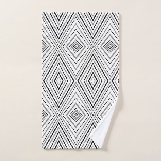 Zwart wit grijs Chevron Pattern-handdoekset Bad Handdoek (Handdoek)