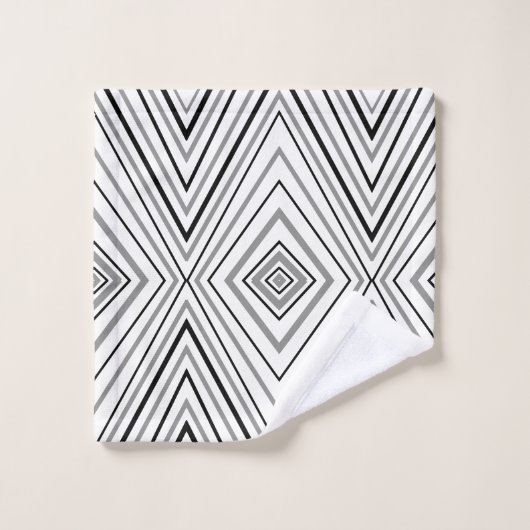 Zwart wit grijs Chevron Pattern-handdoekset Bad Handdoek (Wasdoekje)